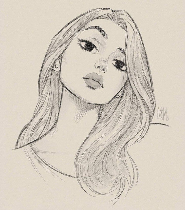 Close-up sketch demonstrating how to draw plump, expressive lips with highlights