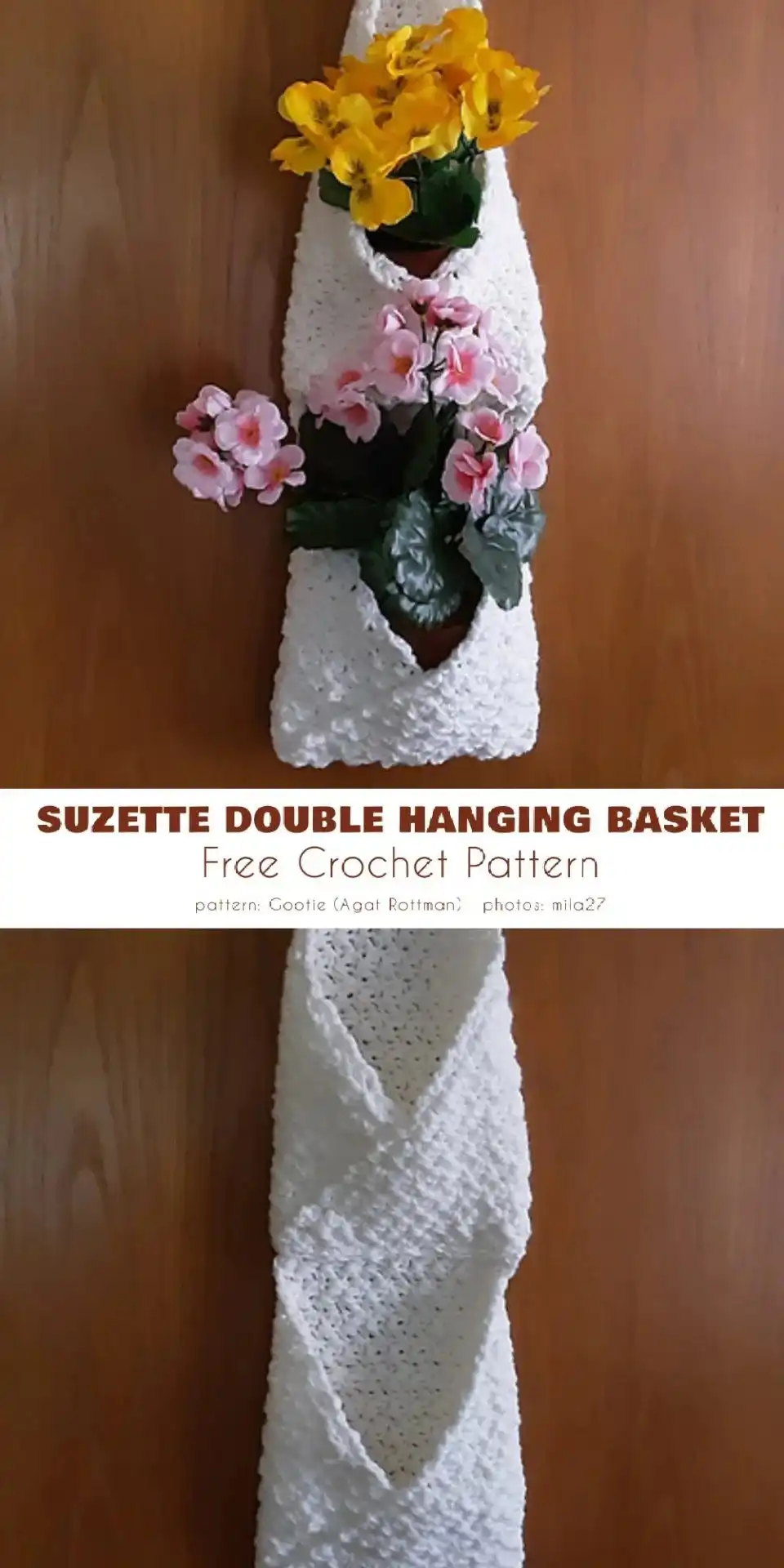 10 Best Free Crochet Wall Hanger Patterns For Home Decor 13 Functional Suzette Double Hanging Basket crochet for modern storage in home decor