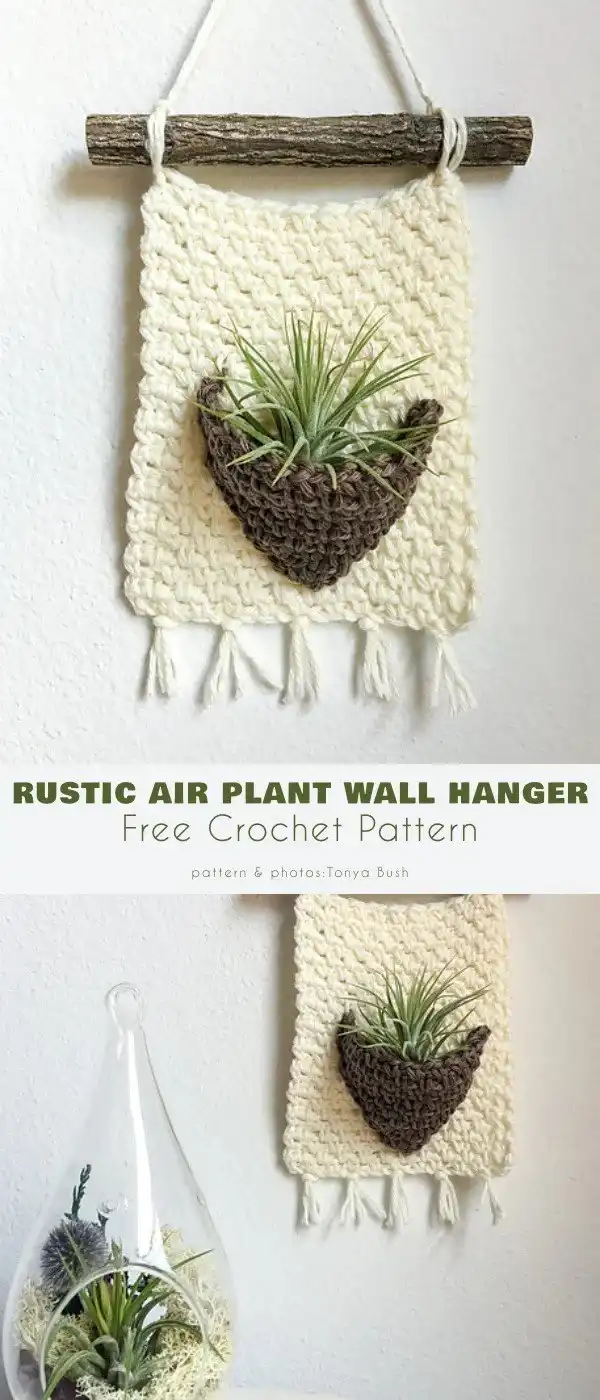 10 Best Free Crochet Wall Hanger Patterns For Home Decor 15 Air Plant Wall Hanger crochet with pocket for greenery, ideal for natural home decor