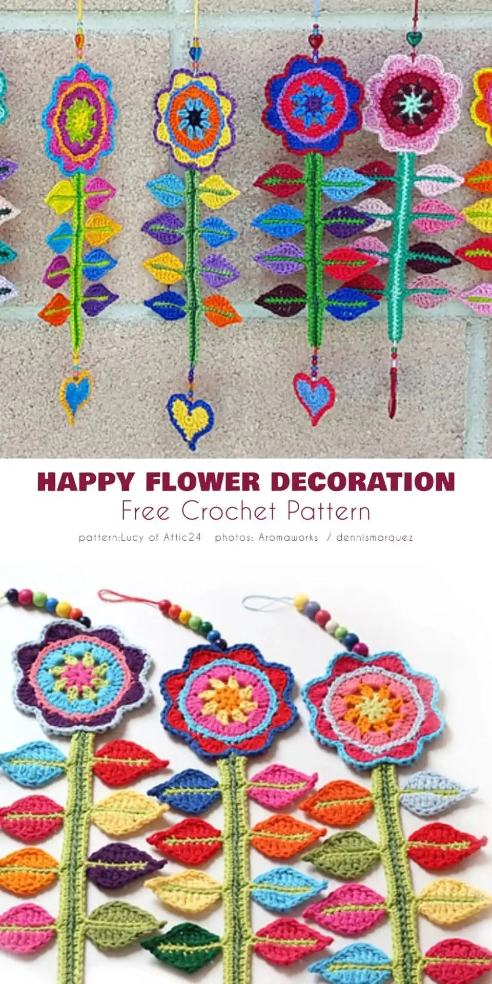 10 Best Free Crochet Wall Hanger Patterns For Home Decor 6 Colorful Happy Flower Decoration crochet wall hanging for cheerful home decor