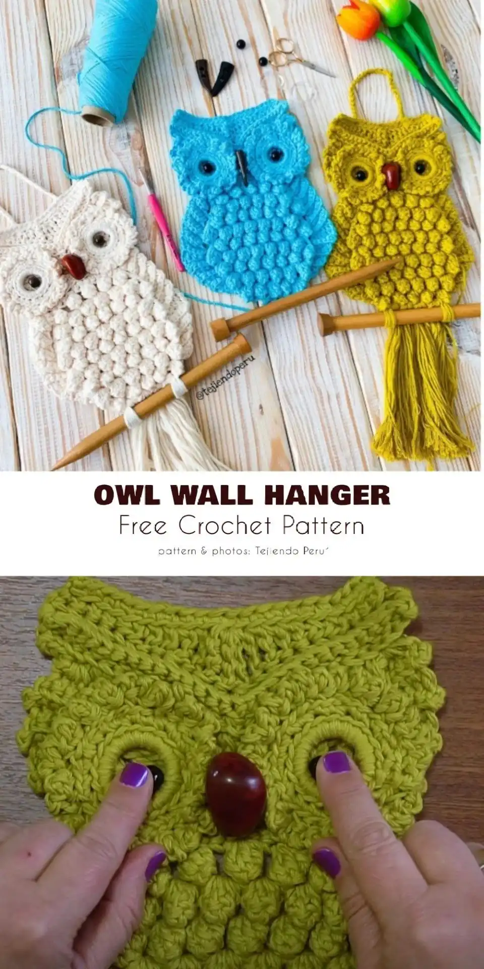 10 Best Free Crochet Wall Hanger Patterns For Home Decor 8 Adorable Owl Hanger crochet wall decor, customizable for kids' rooms
