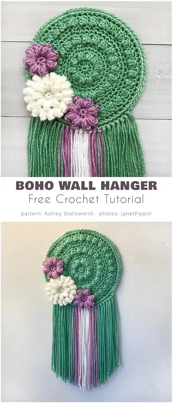 10 Best Free Crochet Wall Hanger Patterns For Home Decor 9 Elegant Boho Hanger crochet with intricate floral pattern for serene home decor