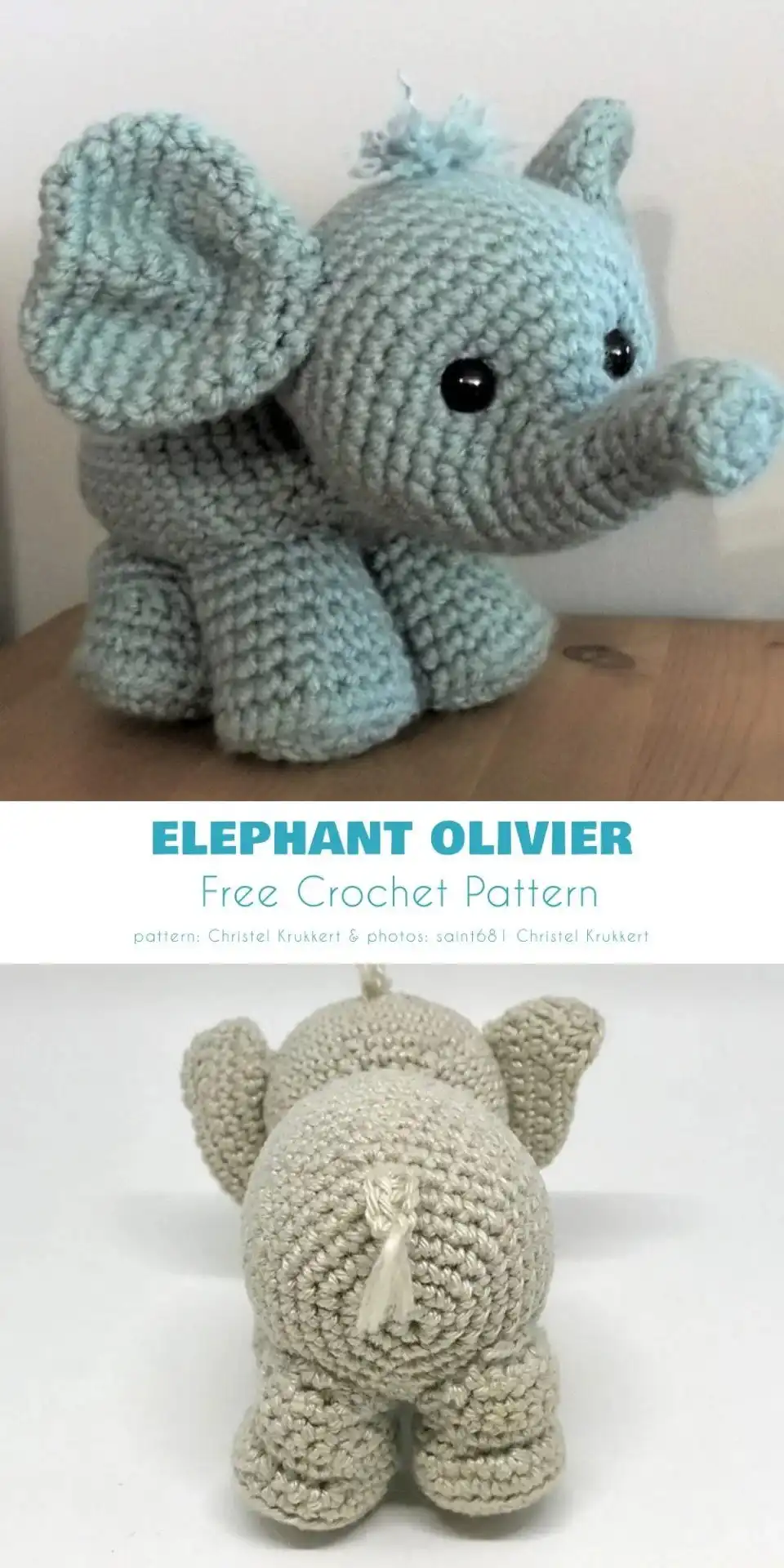 Small blue tiny pocket elephant amigurumi, ideal for a keychain or charm.