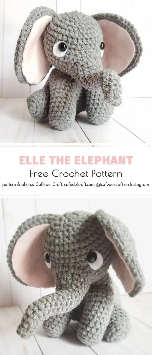 Small green elephant amigurumi designed as a durable keychain charm.