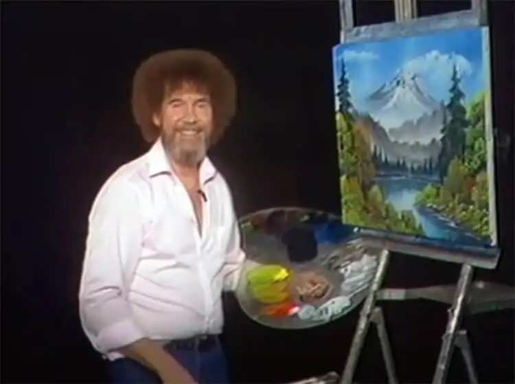10 Bob Ross Paintings for Beginners 7 Bob Ross 'The Grandeur of Summer' painting showing a lush, vibrant summer landscape.
