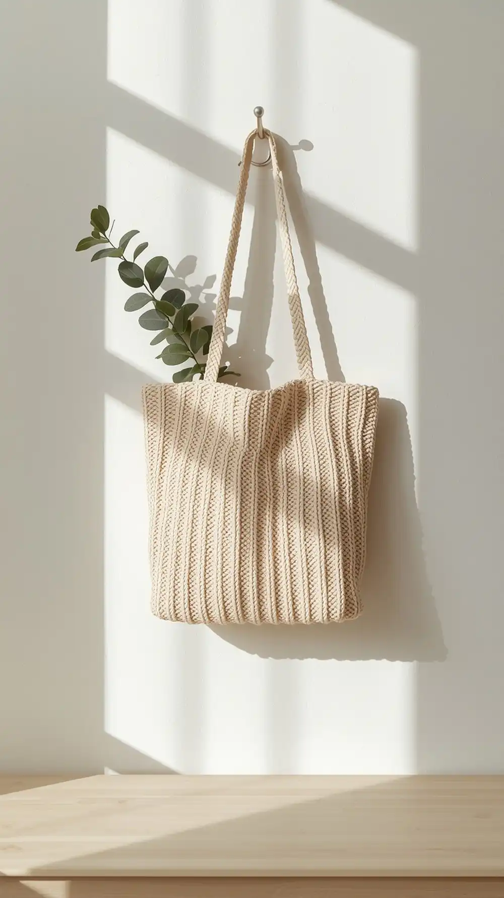 Fraîche Thermal Stitch Tote in ecru, displaying its dense, structured fabric and slim tube straps.