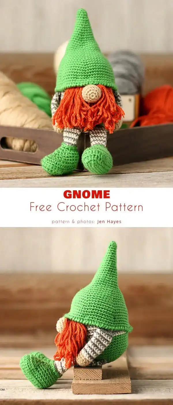 A traditional, classic gnome with a red hat, long white beard, and neutral-colored body, standing upright.
