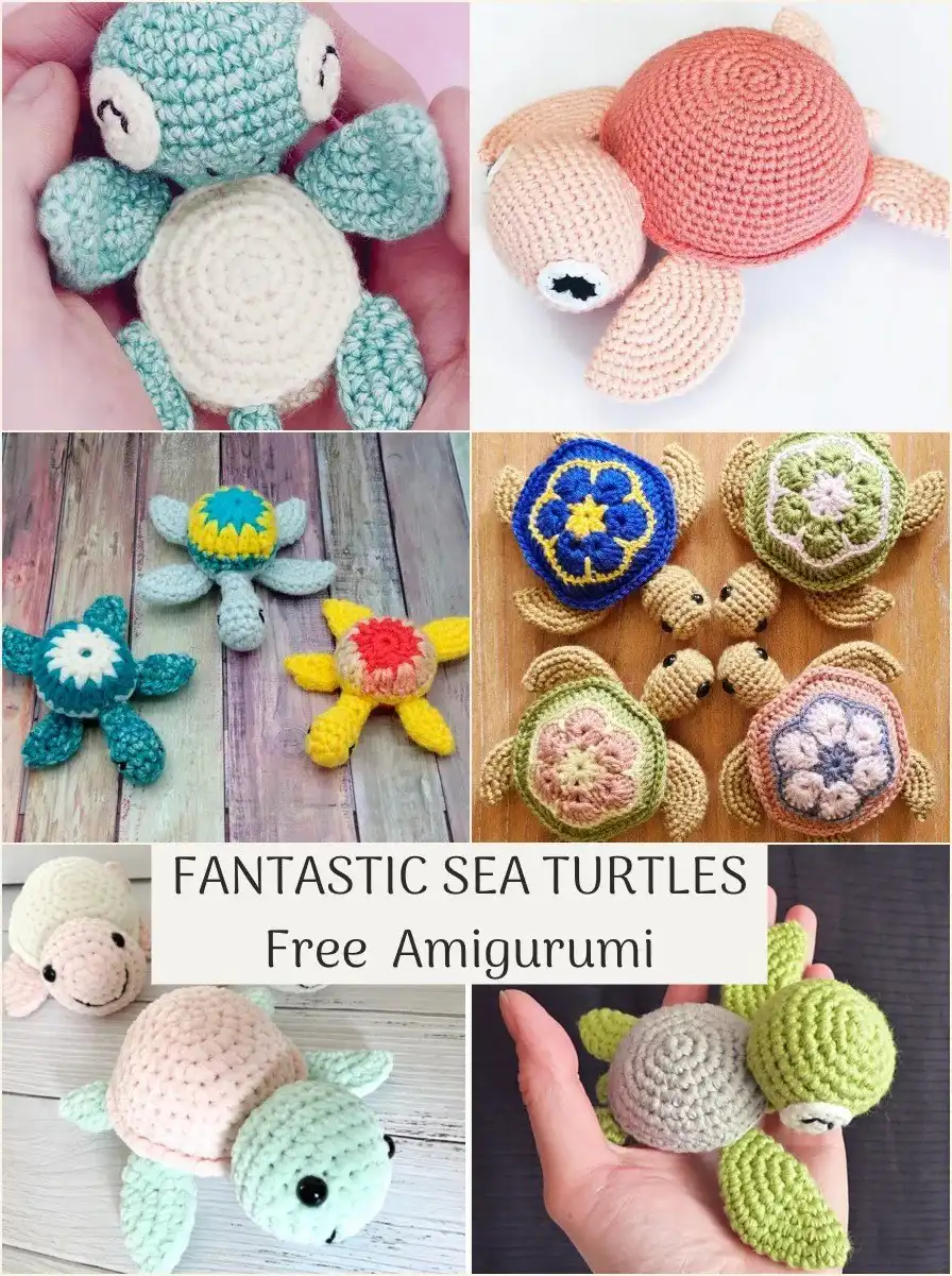 A classic green sea turtle amigurumi with a smooth shell and delicate flippers, crocheted in natural green tones.