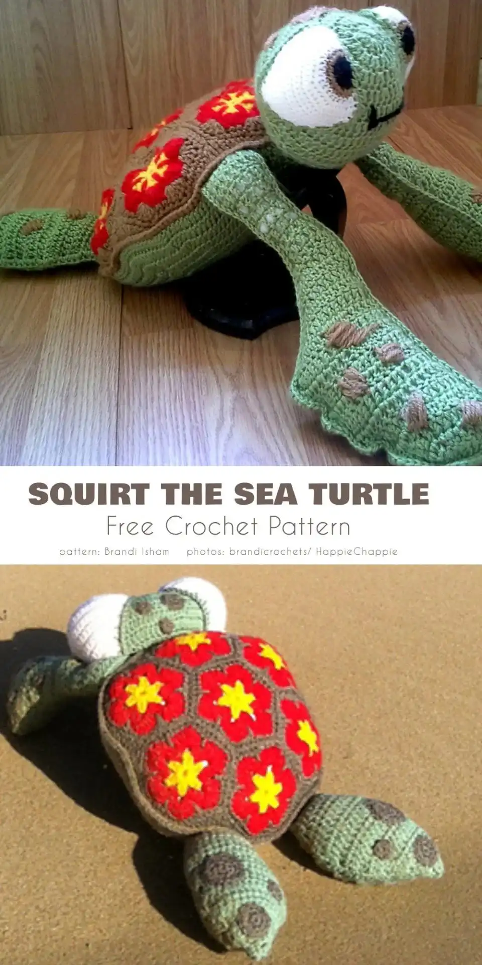 A colorful rainbow ripple sea turtle amigurumi with a shell made of vibrant, flowing yarn colors.