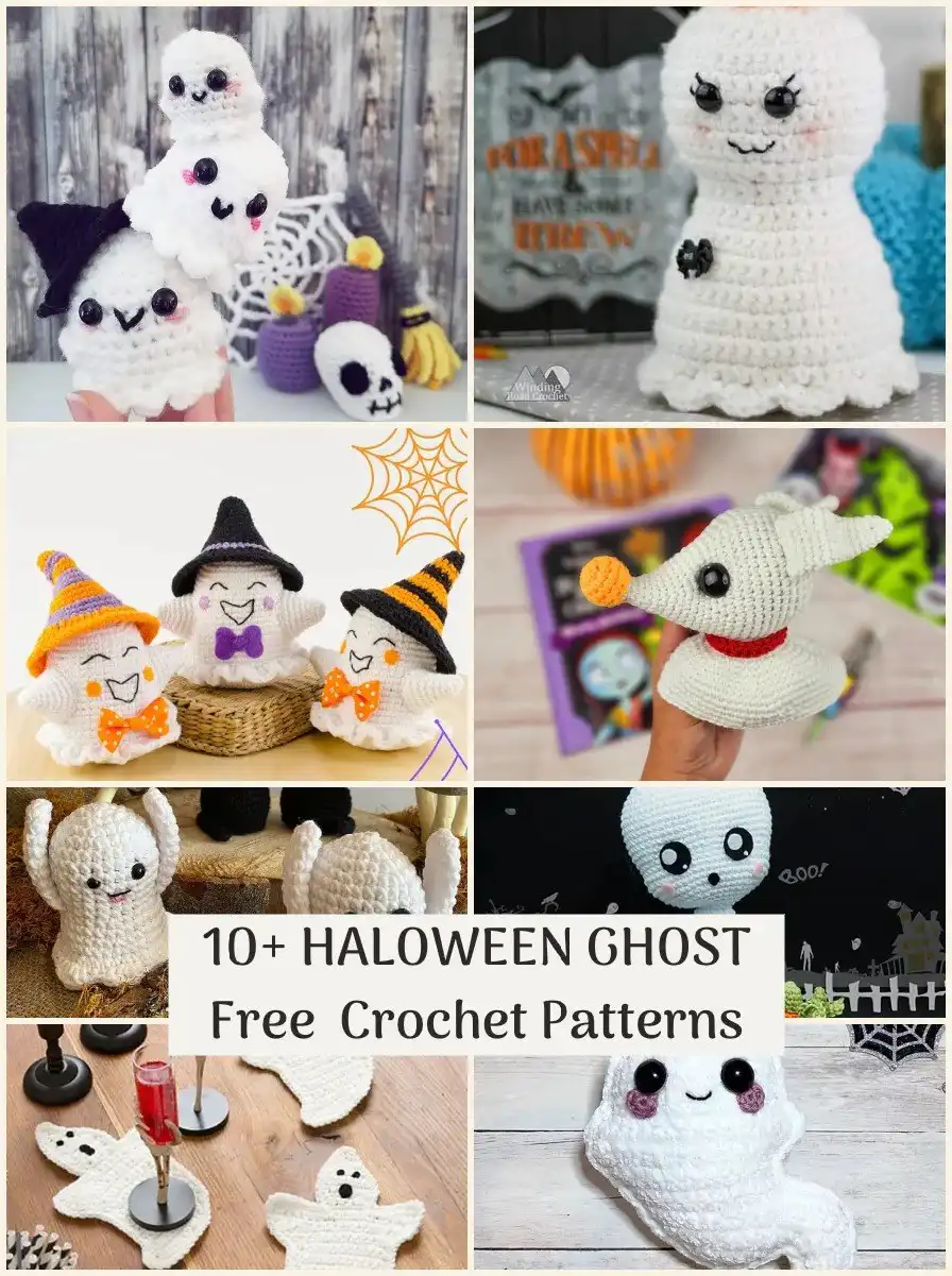 Classic white ghost amigurumi with simple rounded body and black safety eyes, representing The Classic Boo Ghost pattern.