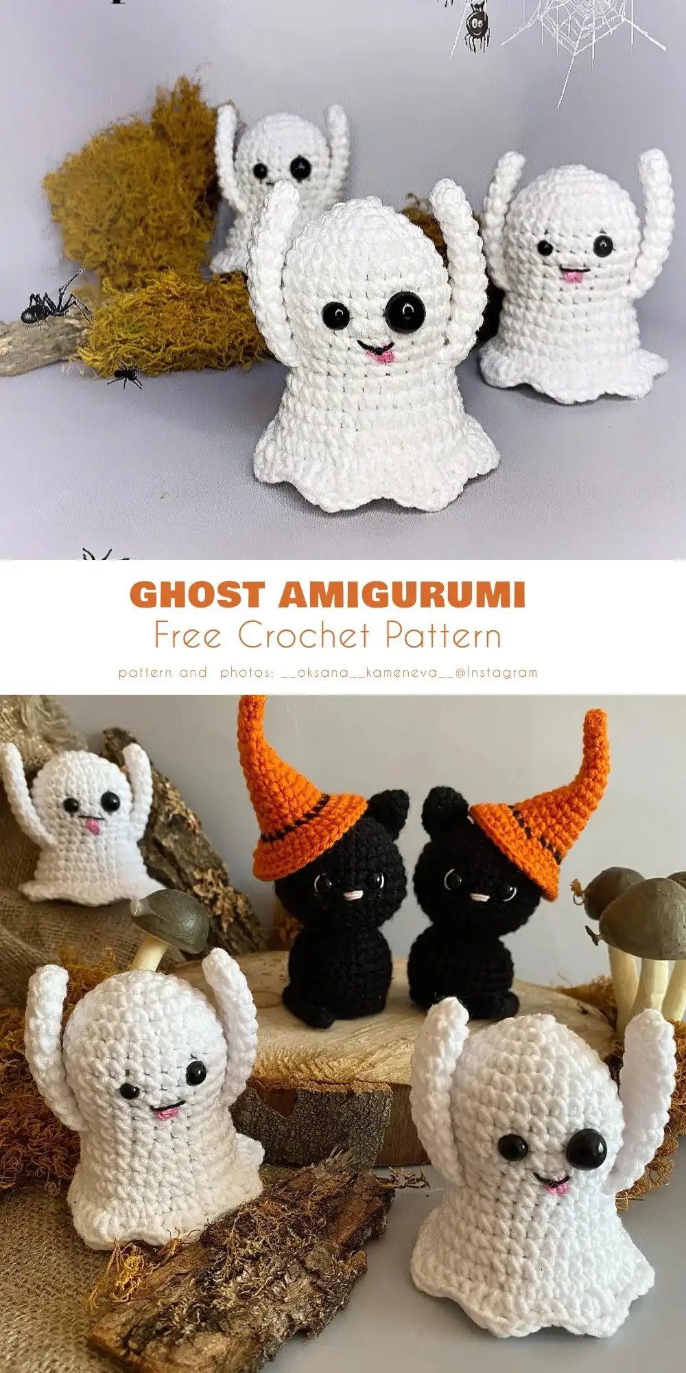Tiny ghost amigurumi attached to a keychain, perfect for carrying or as a small gift, demonstrating the Tiny Spooktacular Keychain Ghost.