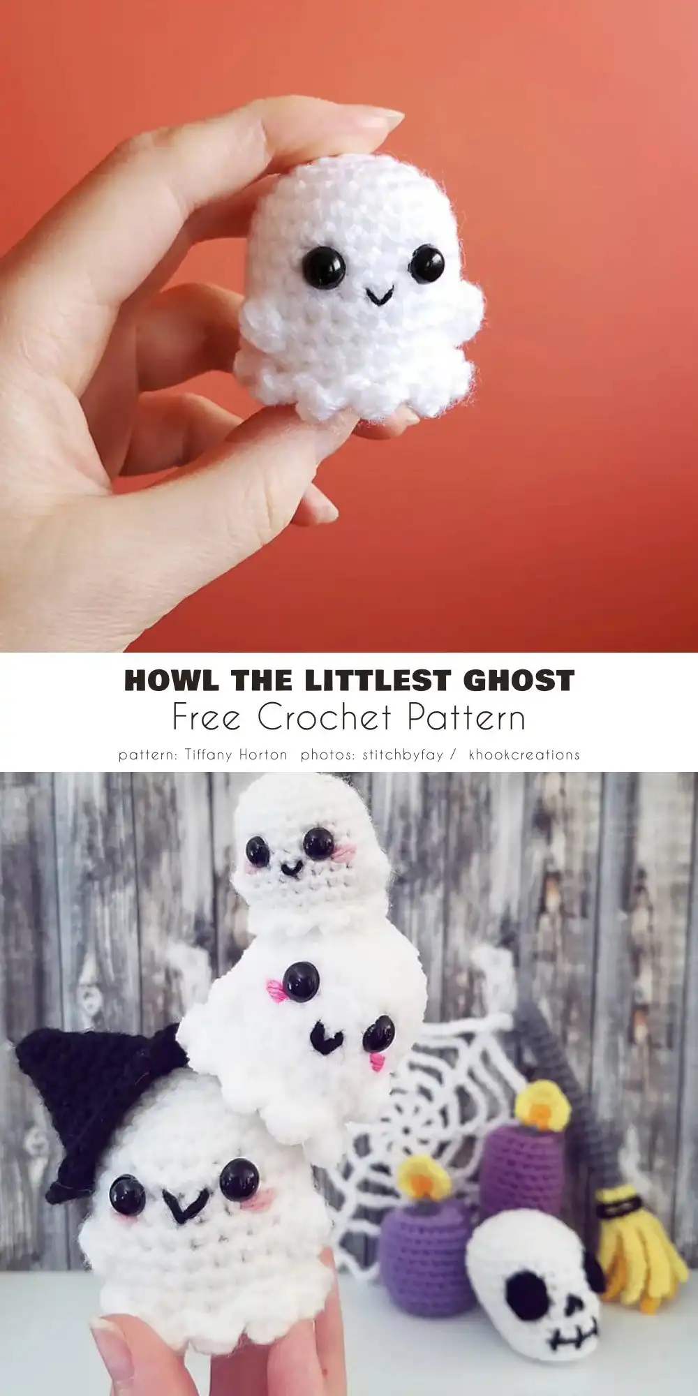Large, plush, friendly white phantom ghost amigurumi with big, inviting eyes, ideal for cuddling or as a soft toy.