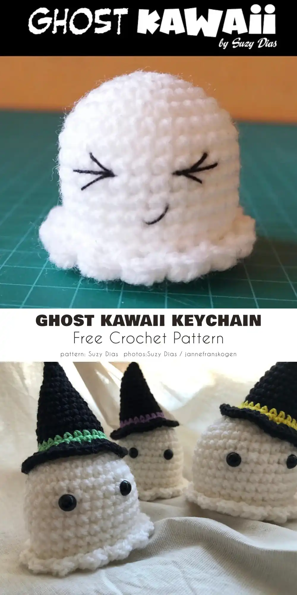 Ghost amigurumi featuring color blocks of white, orange, and yellow, resembling a candy corn, for the Candy Corn Ghost Friend.