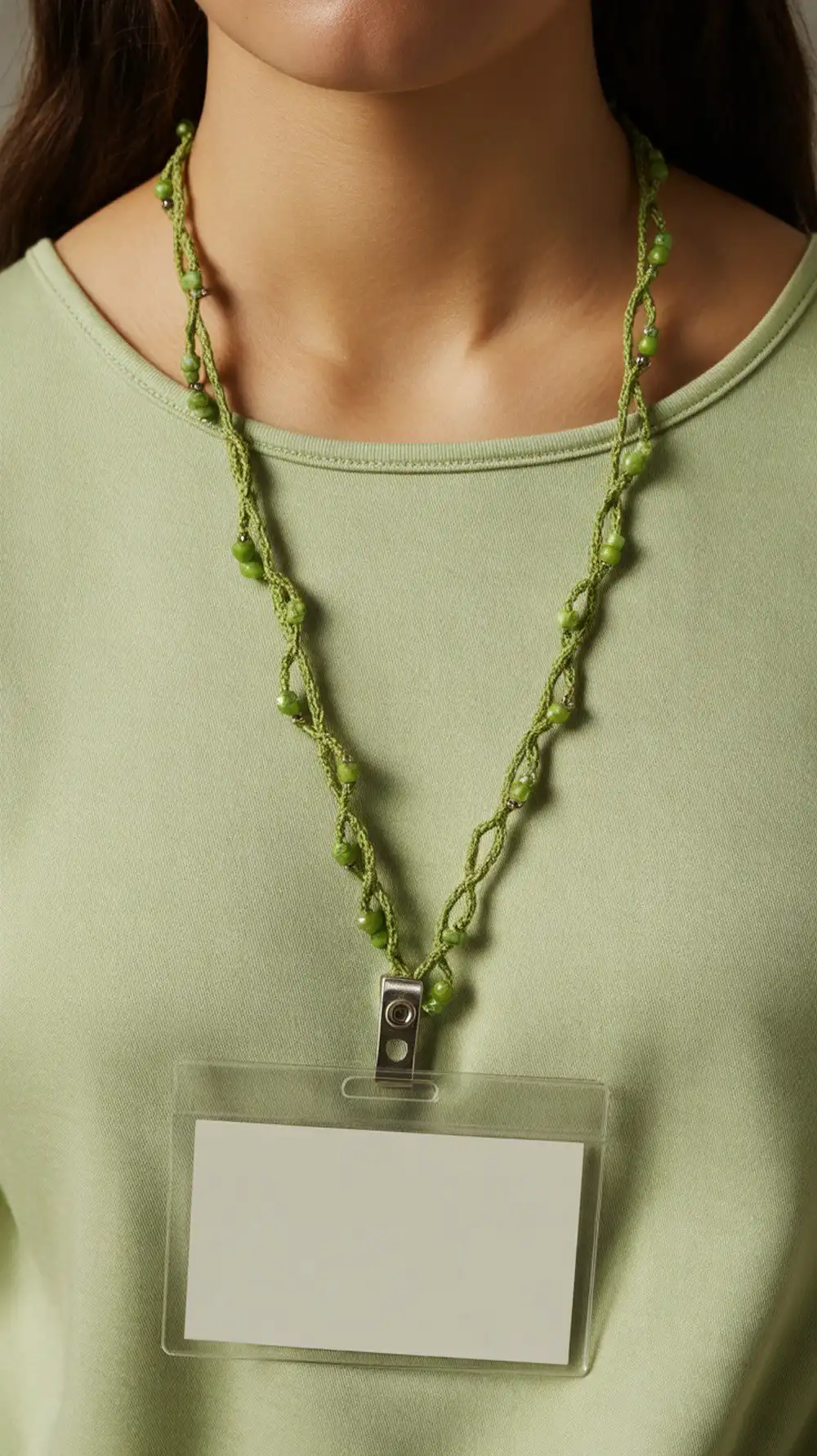 12 Crochet Beaded Lanyard – Badge Holder Ideas 4 An elegant Crochet Beaded Badge Necklace crafted from fine thread with sparkling seed beads and treble cluster accents, perfect for professional settings