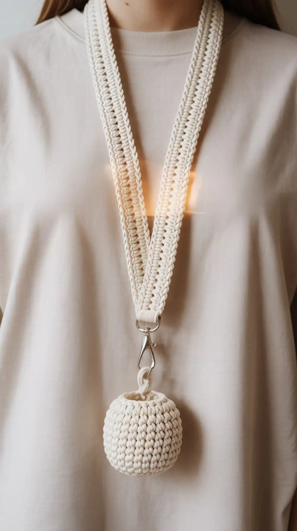 12 Crochet Beaded Lanyard – Badge Holder Ideas 7 A Tulip Glow Lanyard featuring a puff-and-chain tulip stitch, with suggestion for glow-in-the-dark yarn and acrylic beads for high visibility