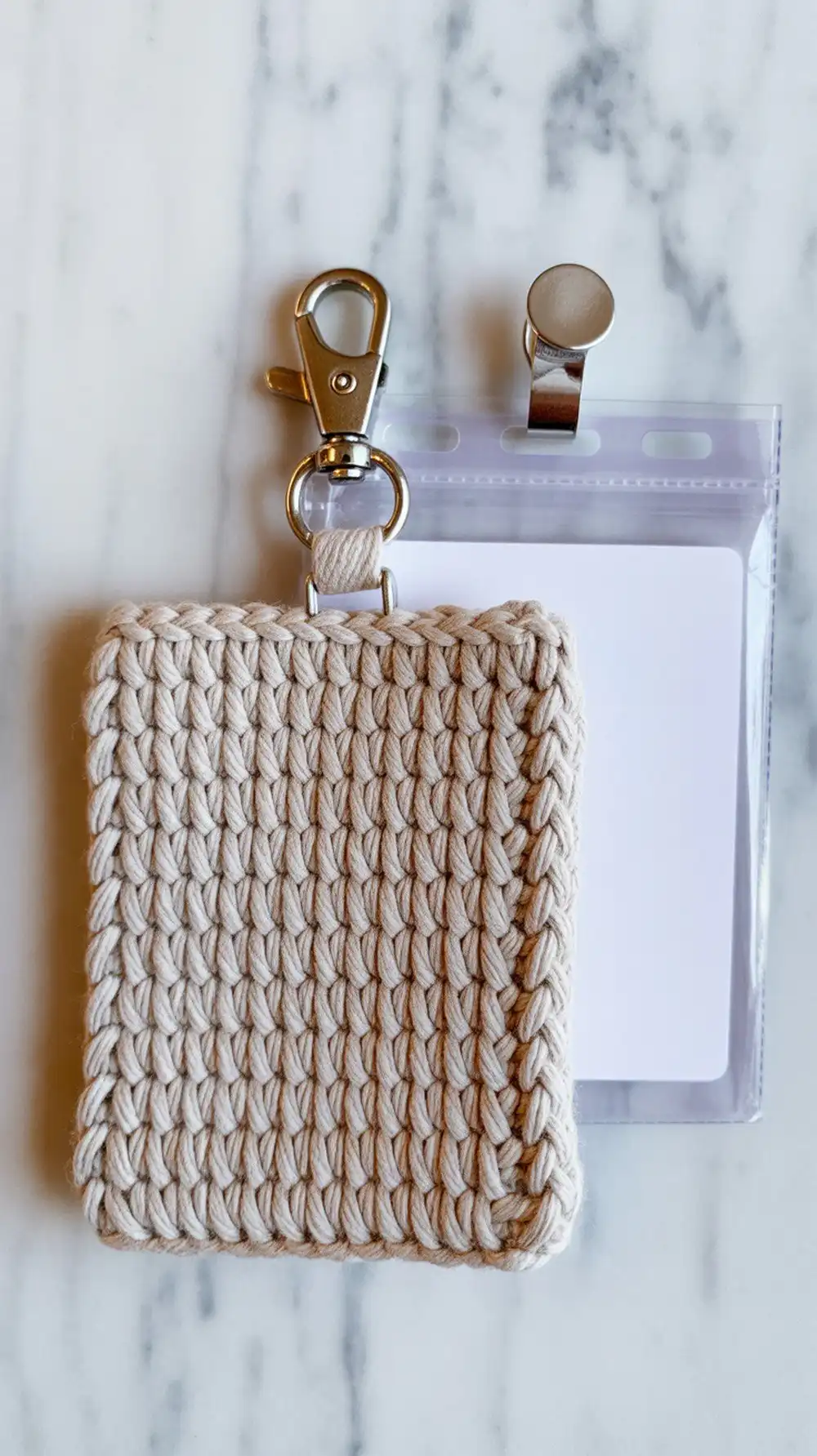 12 Crochet Beaded Lanyard – Badge Holder Ideas 8 A slim, functional Crochet Key Card Holder pouch made from cotton, designed to attach to a lanyard for easy access to ID or cruise cards