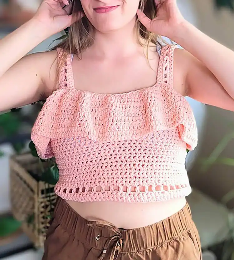 Lightweight Ruffle Crochet Tank Top for summer