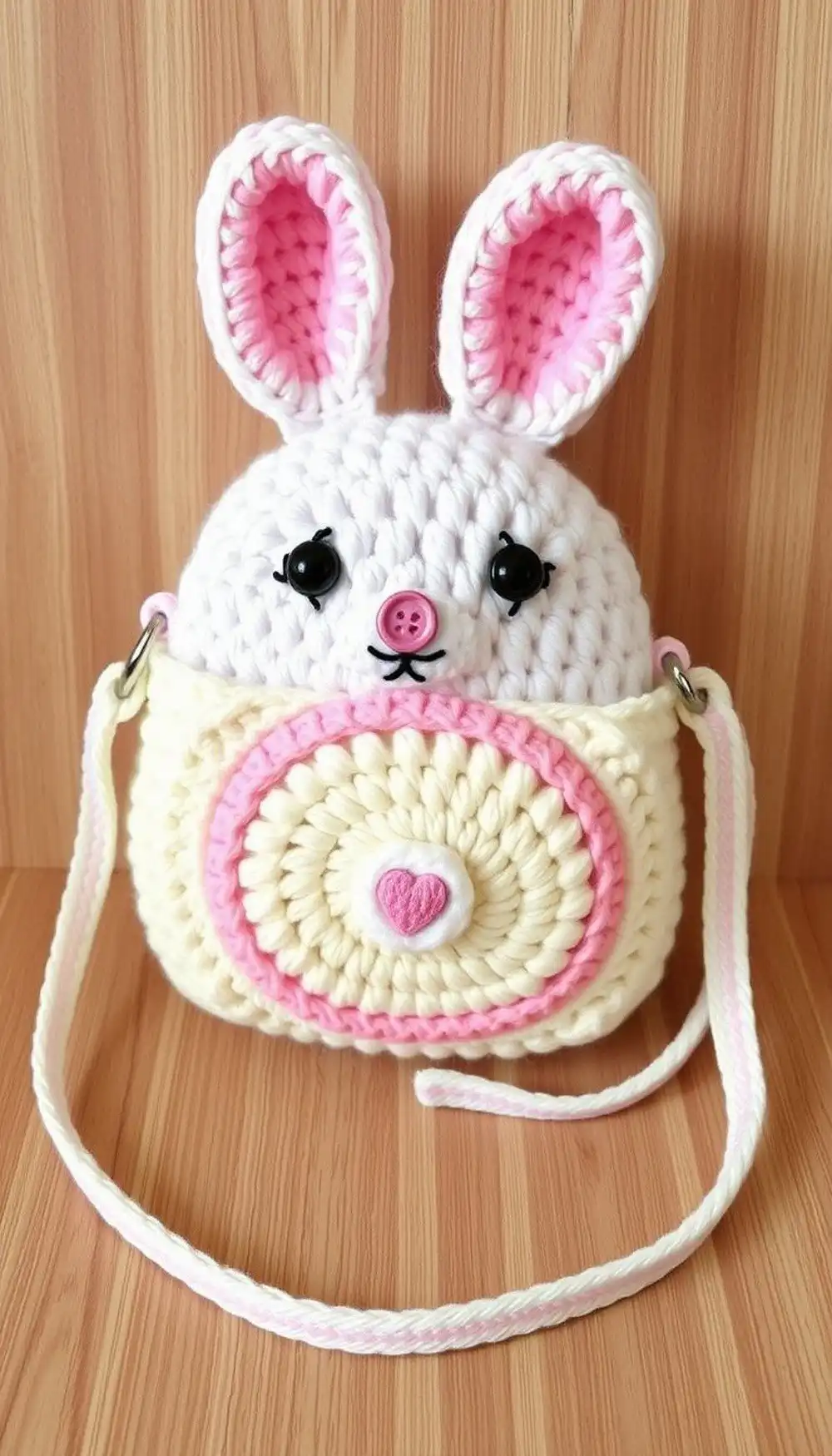 Whimsical Animal Themed Crochet Mini Bag shaped like a cute bear with embroidered features
