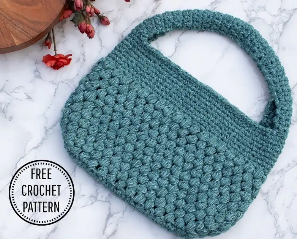 Chunky Puff Stitch Crochet Mini Tote Bag in a textured, cozy design