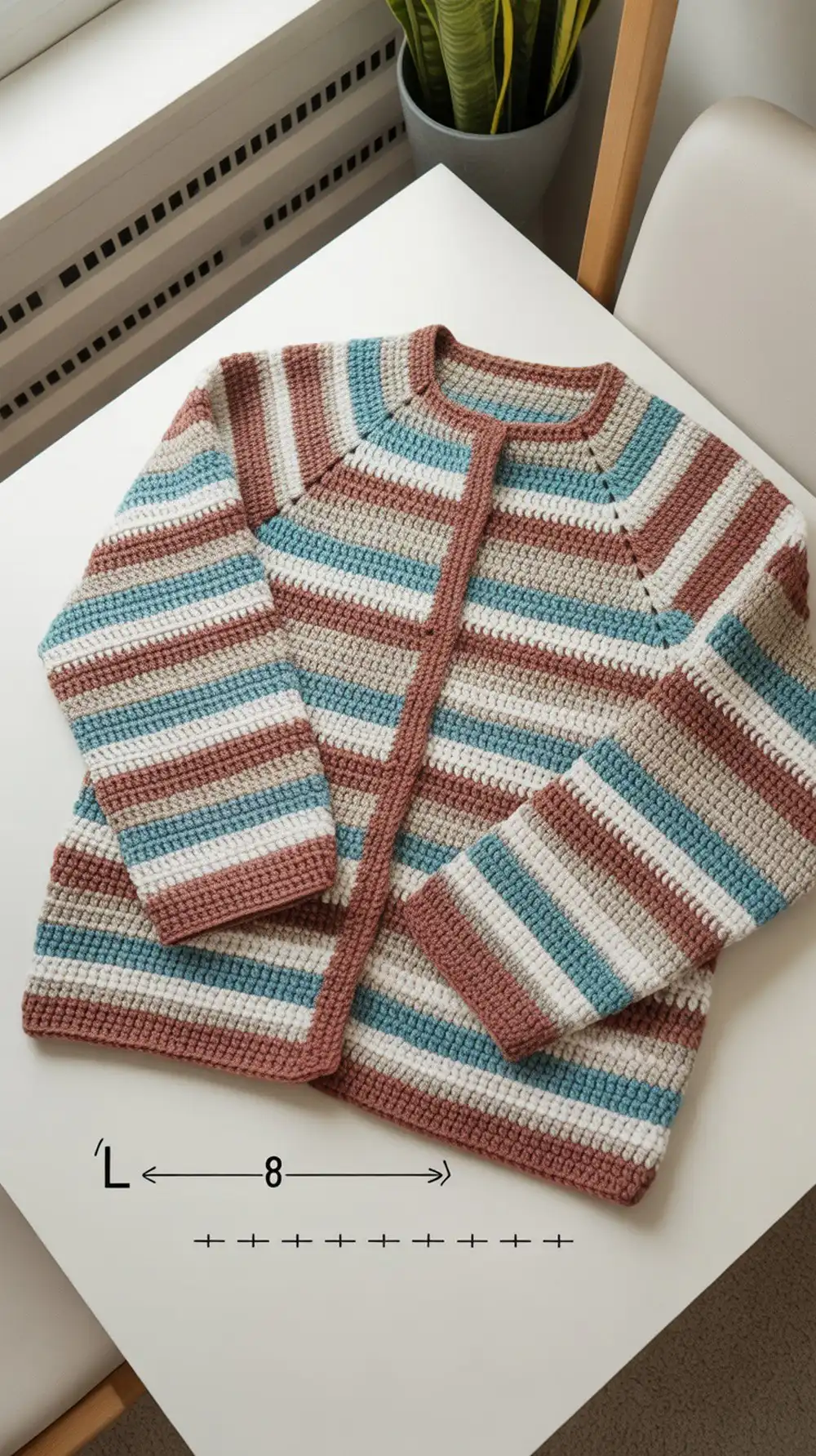 Easy Granny Hexagon Cardigan emphasizing practical fit tips for first-time garment makers.