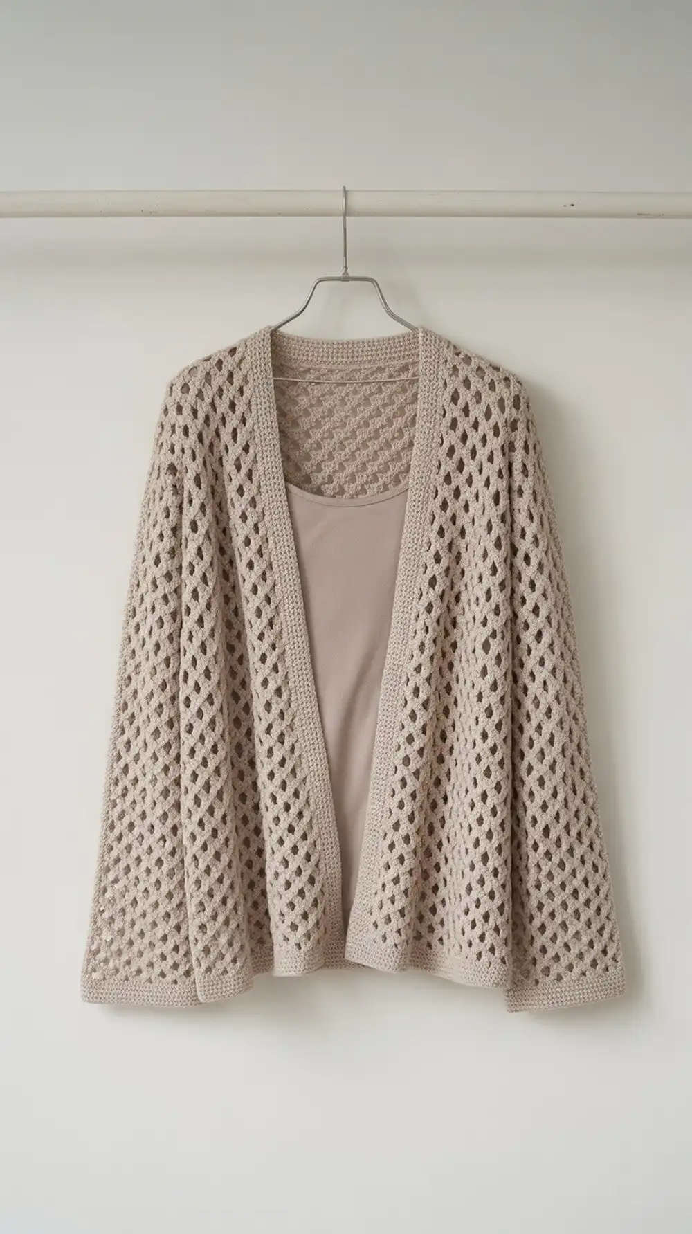 Breezy Cosy Rosie Granny Hexagon Cardigan featuring mixed stitch textures for a summer-friendly wear.