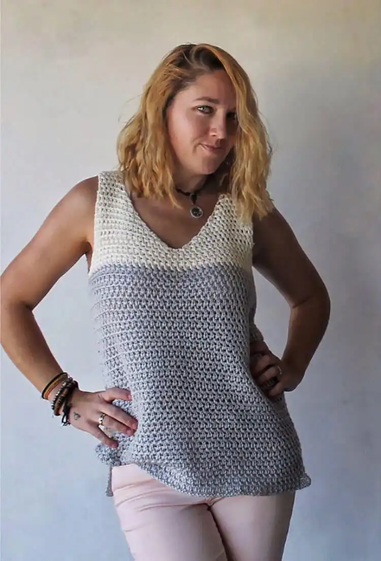 The versatile Wren Tank, shown as a tank top, with simple construction suitable for beginners.