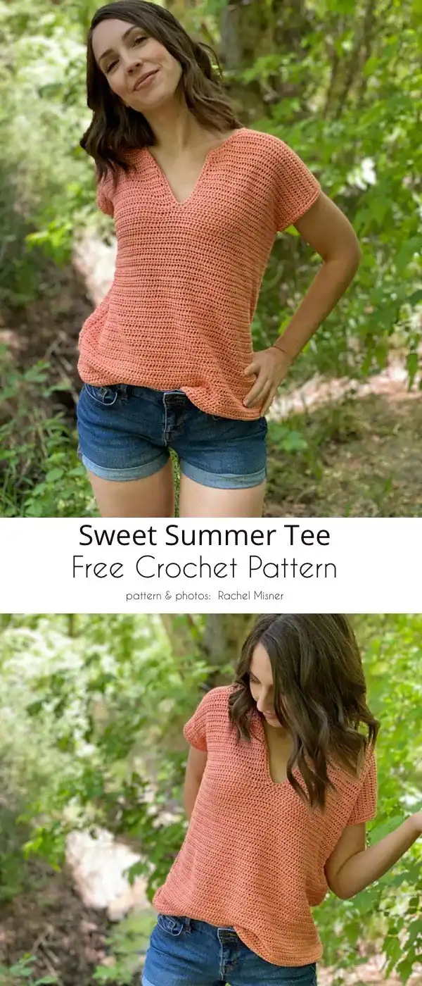 Light-colored Sweet Summer Tee with a flattering V-neck, showcasing a casual and adorable design.