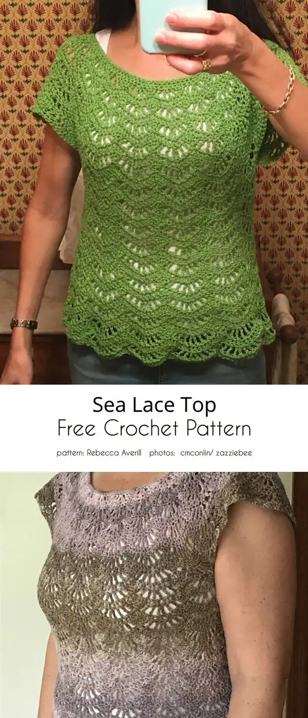 Intricate lace pattern of the Sea Lace Top, highlighting its airy and breathable design for summer.