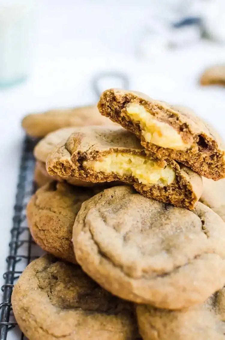 Eggnog Stuffed Gingerbread Cookie, perfect for holiday baking