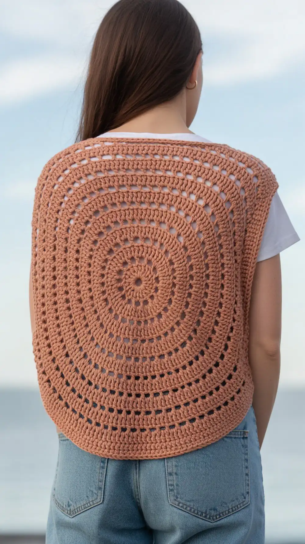 14 Crochet Mesh-Lace Summer Shrug Ideas 15 Dream Catcher Cardi, a cocoon shrug featuring a show-stopping lace motif anchoring the back.