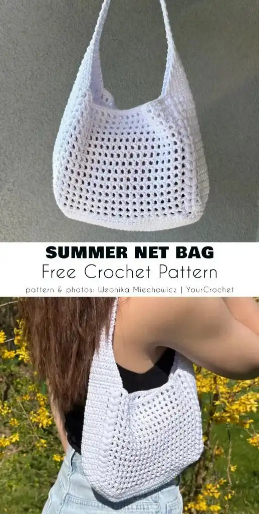 Diverse collection of handmade crochet bags for spring and summer fashion.