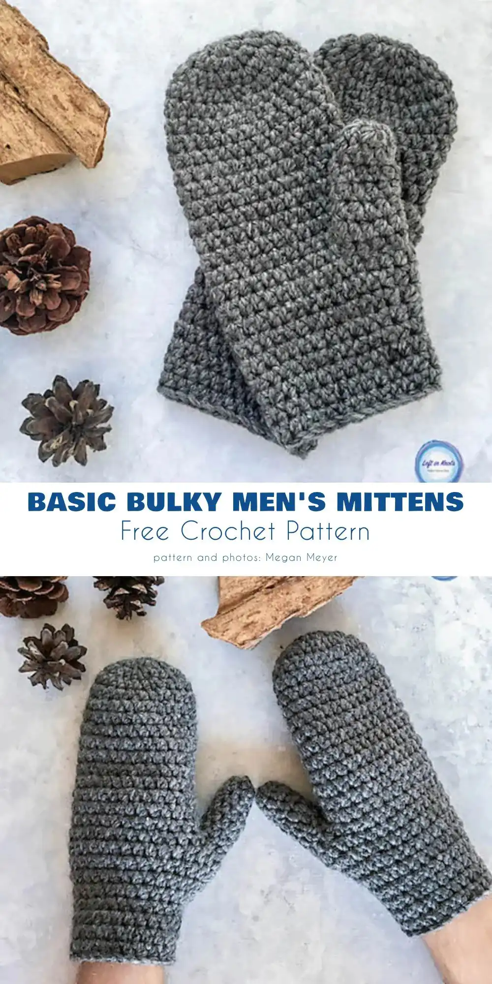 Rugged Basic Bulky Men's Mittens in a dark color, designed for maximum warmth