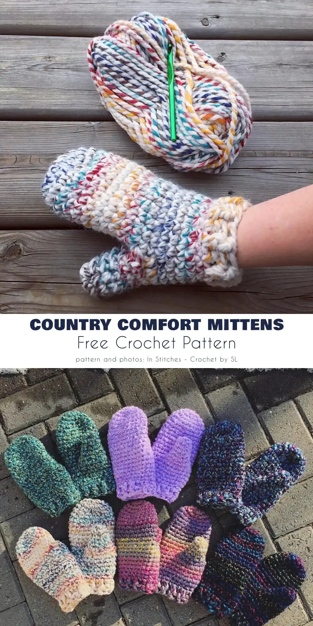 Thick, cozy Country Comfort Mittens in a classic design, ideal for harsh winter weather