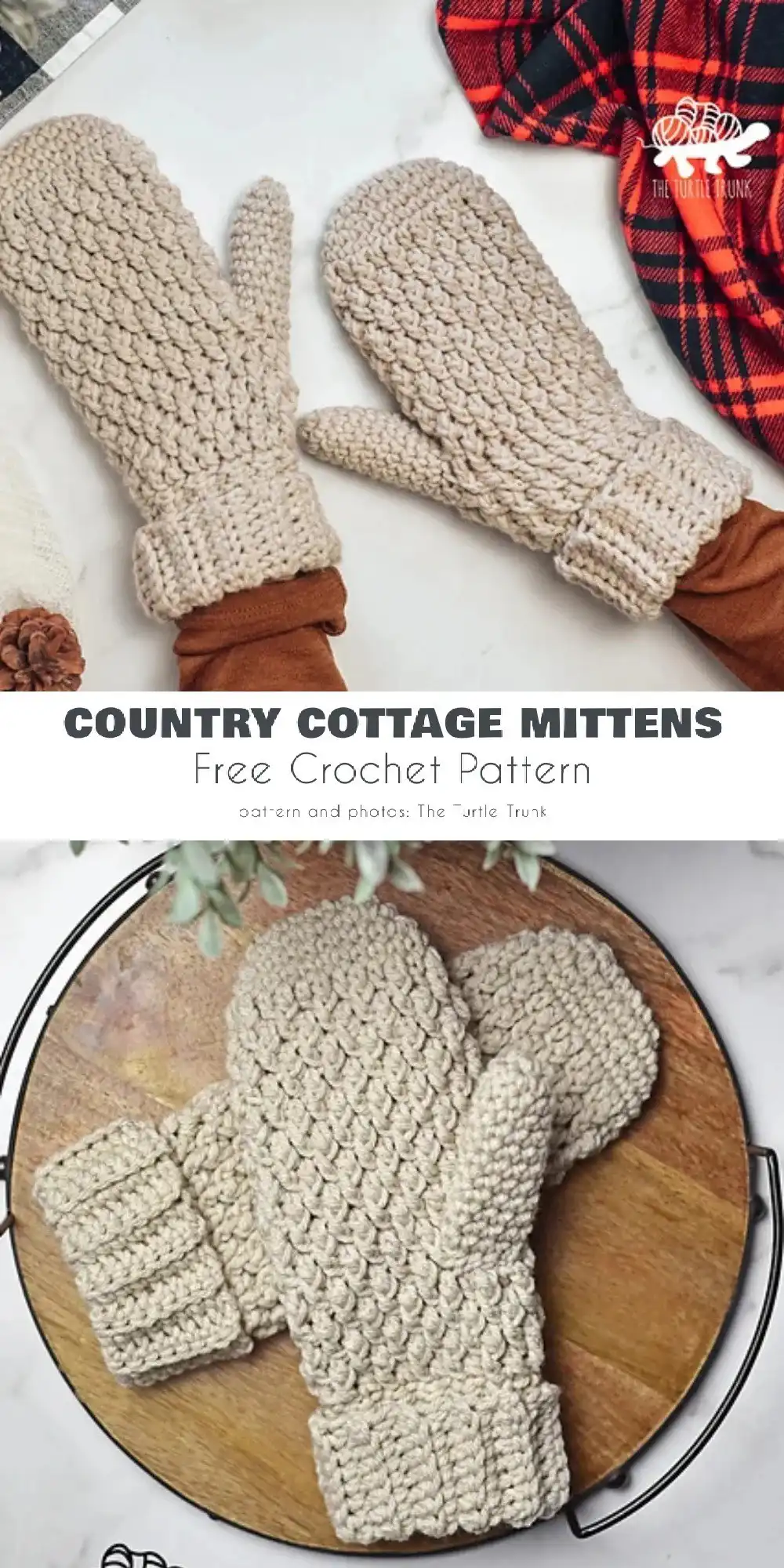 Charming Country Cottage Mittens featuring decorative cuffs and a rustic aesthetic