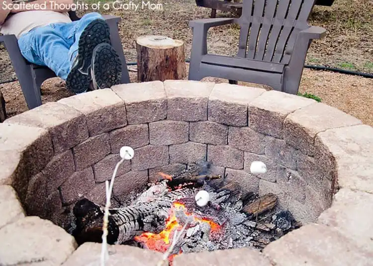 Straightforward Simple DIY Outdoor Fire Pit, a clean circular design made from uniform grey concrete blocks, perfect for easy backyard setup.