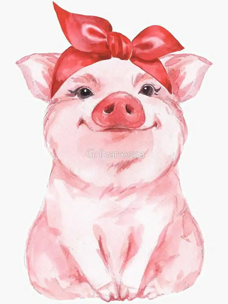 Illustration of a stylish pig wearing trendy clothing and holding flowers, a creative character concept.