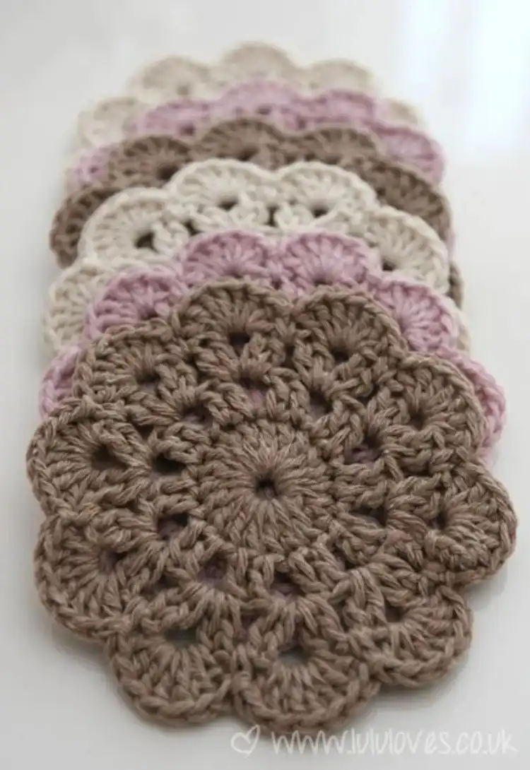Set of intricate vintage-style crochet coasters