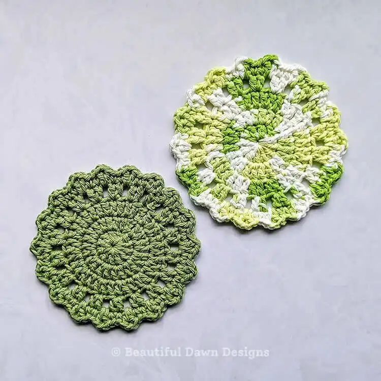 Intricate round motif crochet coaster in a solid color