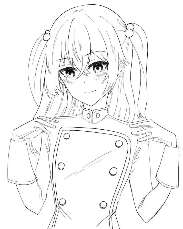 Sajuna Inui from My Dress-Up Darling, drawn in a detailed cosplay outfit or elegant everyday wear.