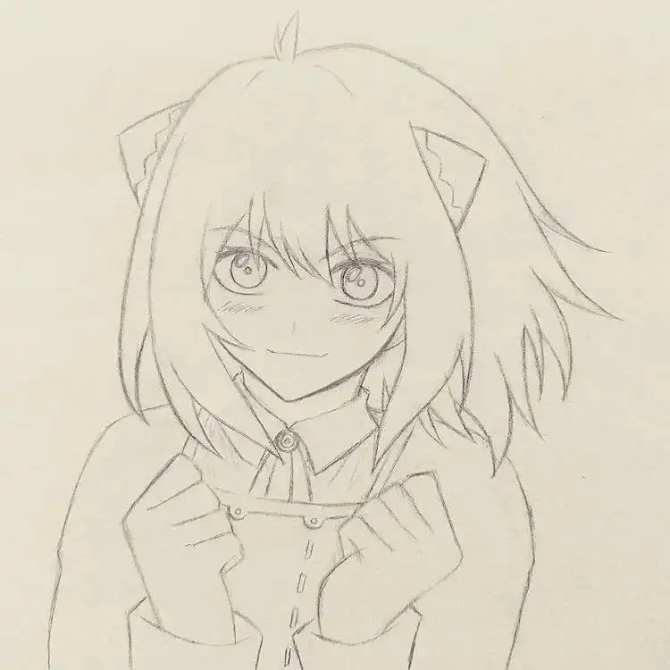 Adorable drawing of Anya Forger from Spy x Family, capturing her iconic expressions and pink hair.