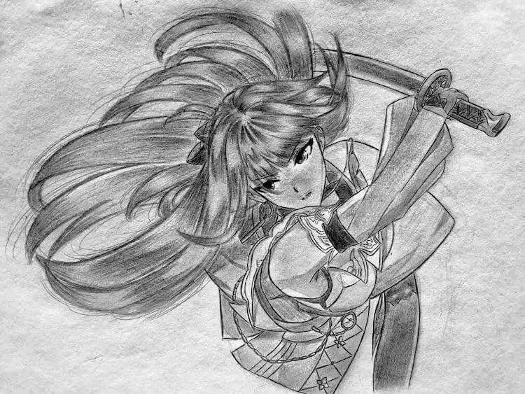 Dynamic illustration of Raiden Mei from Honkai Impact 3rd, featuring her powerful presence and intricate battle gear.