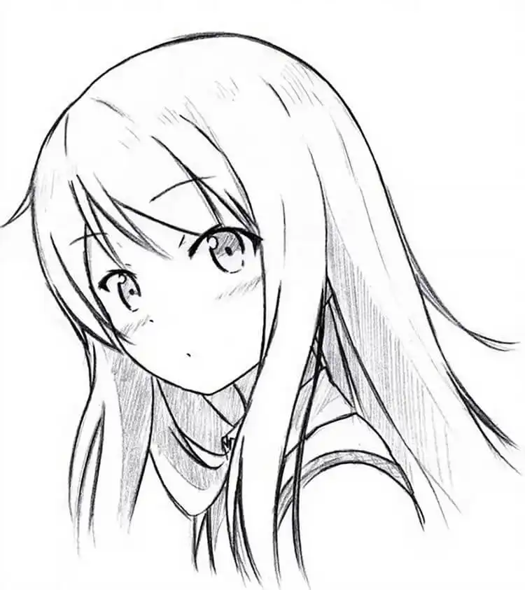 Drawing of Shiina Mashiro from The Pet Girl of Sakurasou, capturing her artistic and detached personality.