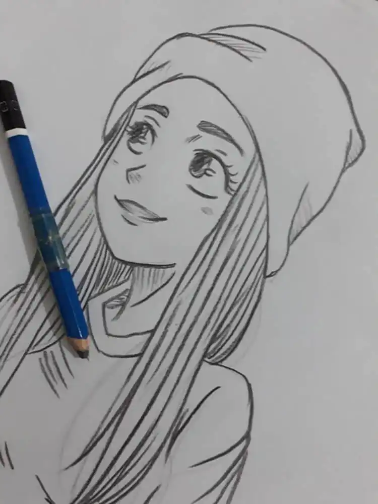 Cute and simple girl drawing with clean lines and minimal detail, focusing on charming aesthetics for 17 Cool Girl Drawing Ideas and References - Female Character Sketch
