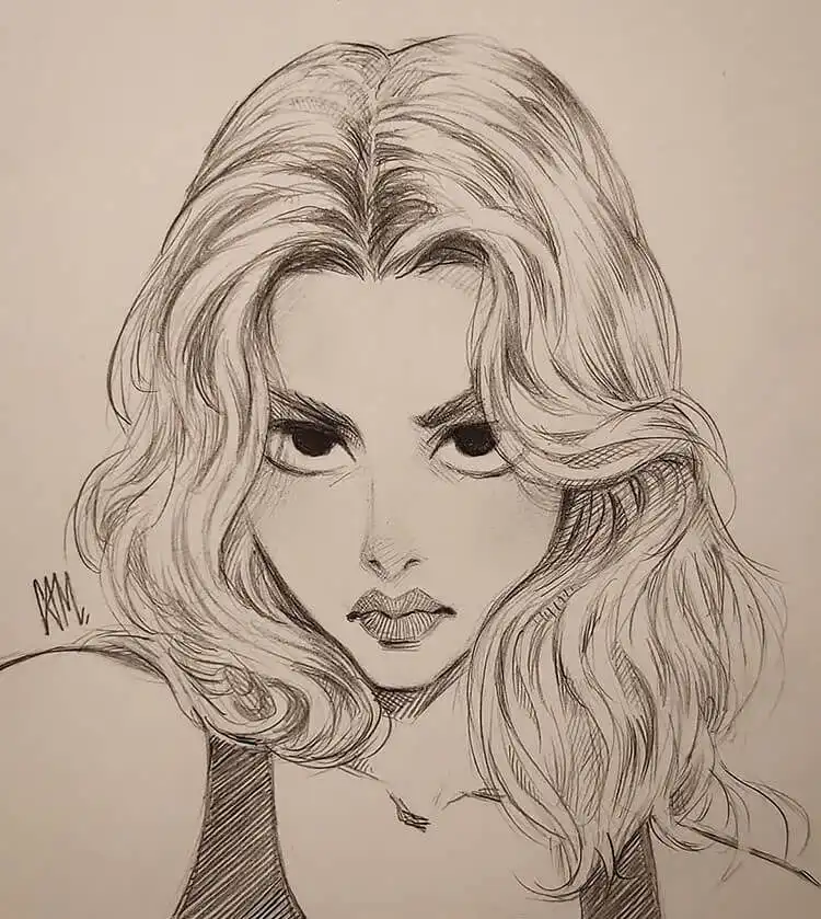 Illustration of a sassy woman, conveying confidence and attitude through subtle facial cues for 17 Cool Girl Drawing Ideas and References - Female Character Sketch