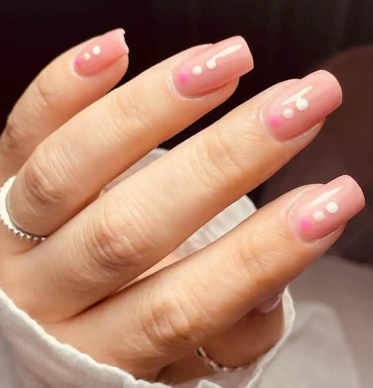 Innovative 3D jelly nails on tapered square nails with a translucent appearance.