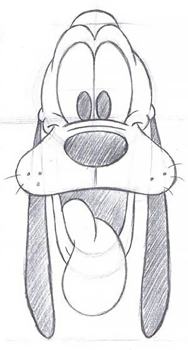 Charming drawing of Disney's Pluto, showcasing his playful personality and recognizable features.