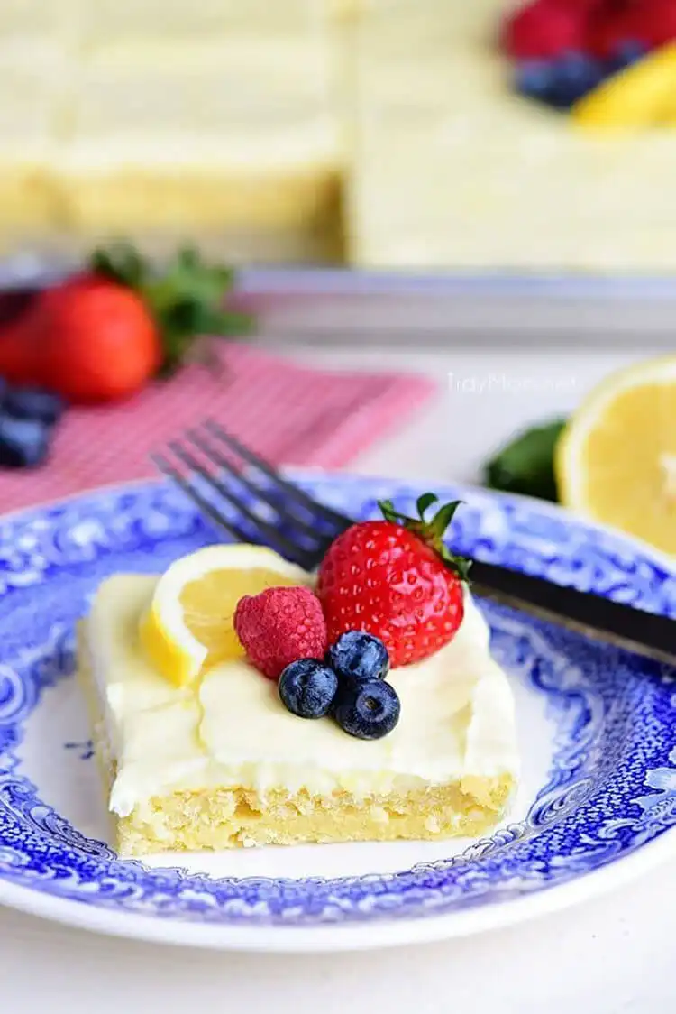 Bright lemon sheet cake with a tangy lemon glaze