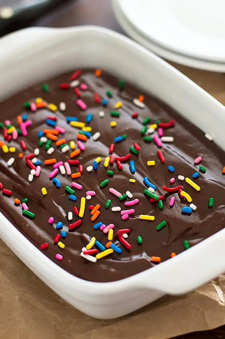 Small, individual mini chocolate sheet cake