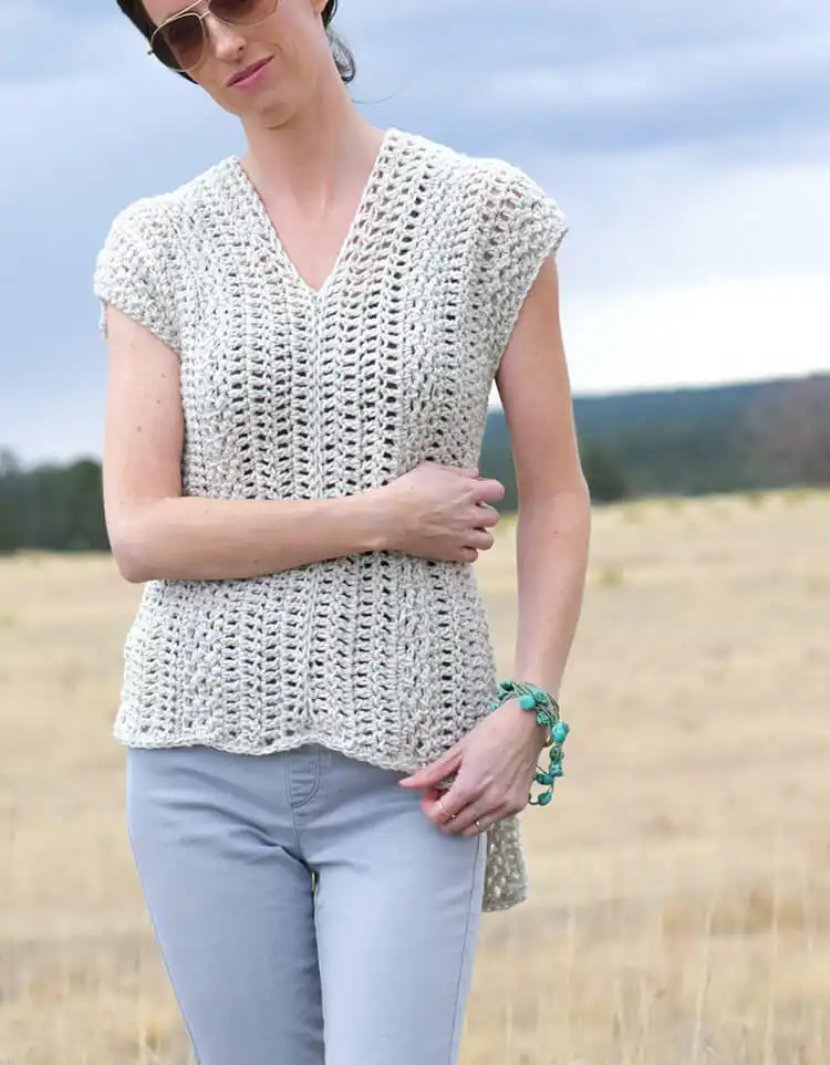 A comfortable Topcho Shirt, showing its poncho-hybrid style and relaxed fit created from two rectangles.