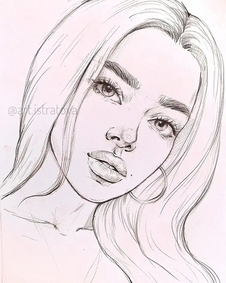 Step-by-step pencil art guide on how to draw the mouth, nose, and eyes accurately.